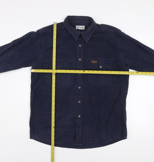 Carhartt Men's Blue Cotton Long Sleeve Button-Up Shirt XL