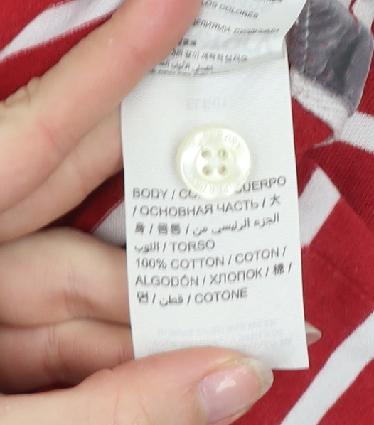 Superdry Men's Red Striped Polo Shirt Size L 100% Cotton Casual