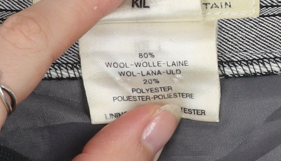 Jaeger Women's Grey Wool A-Line Midi Skirt Size 10