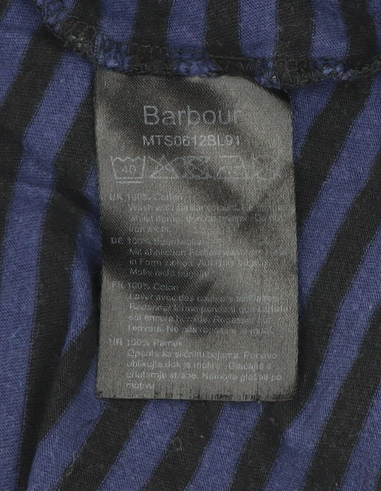 Barbour International Men’s Blue Striped 2XL Tailored Fit Cotton T-Shirt
