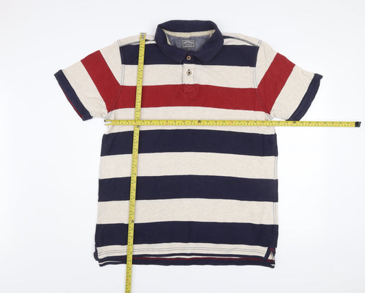 FatFace Men’s Multicoloured XL Striped Cotton Polo Shirt