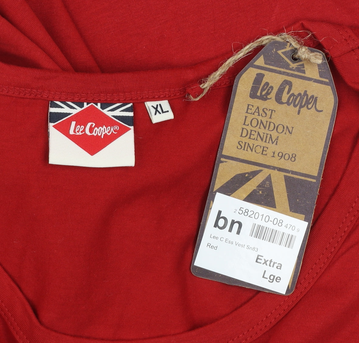 Lee Cooper Men's Red Cotton Sleeveless Vest Top XL