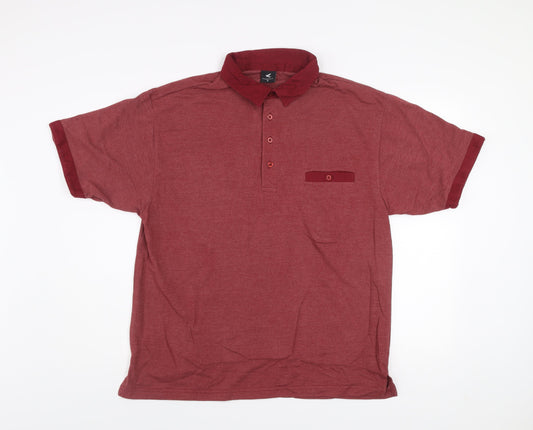 Pegasus Men’s Red Cotton Short Sleeve Polo Shirt Size M