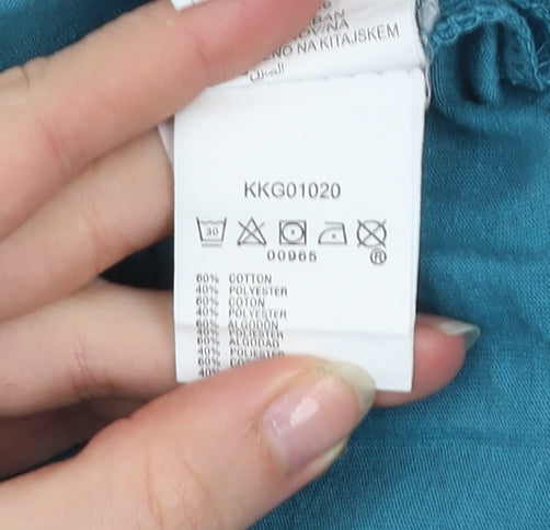 Quiksilver Women's Blue Scoop Neck Cotton Blend T-Shirt L