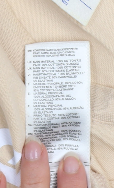 Reebok Women Beige Cropped T-Shirt S Short Sleeve Casual Top