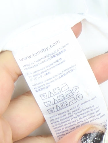 Tommy Hilfiger Men's White Stretch Button-Up Shirt XL Long Sleeve