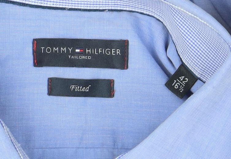 Tommy Hilfiger Men’s Blue Slim Fit Long Sleeve Button-Up Shirt Size 16.5