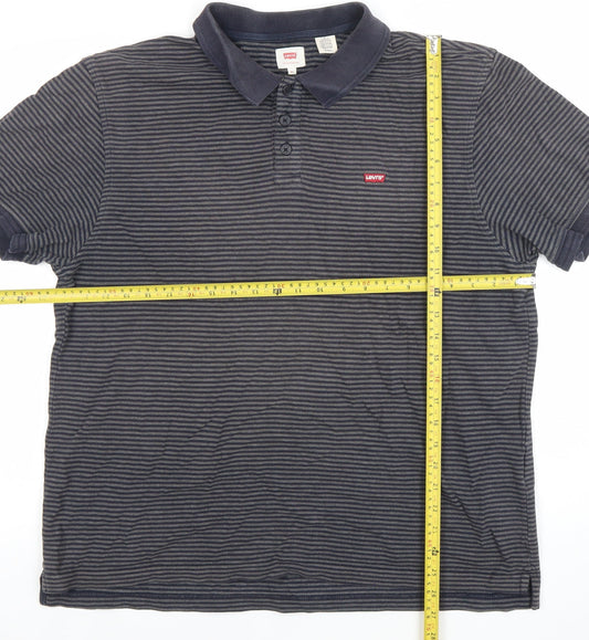 Levi's Men's Blue Striped Cotton Polo Shirt XL
