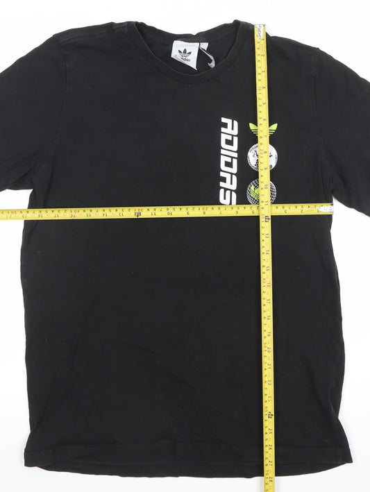 Adidas Men’s Black Graphic Sports T-Shirt Size M Cotton Crew Neck