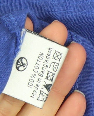 Fat Face Women’s Blue 3/4 Sleeve V-Neck Jersey Cotton Top Size 16