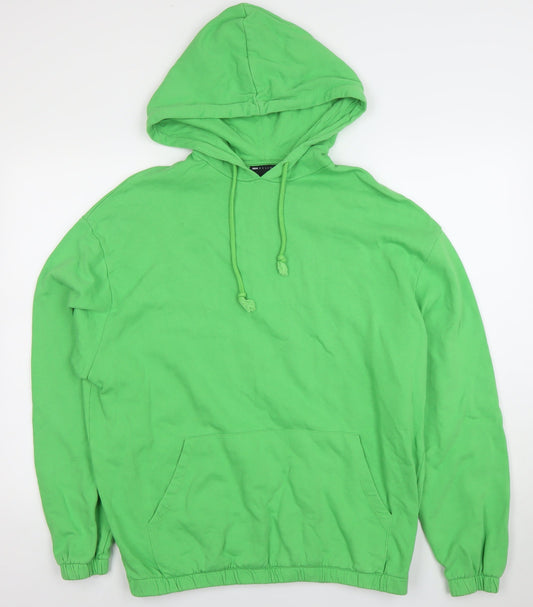 Additional front view of ASOS DESIGN Men's Green Pullover Hoodie, size S, Regular Fit Fleece