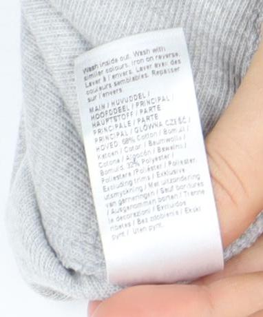 River Island Women Grey Cotton Blend Mock Neck Pullover Sweatshirt UK S