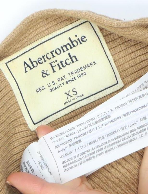 Womens UK XS Relaxed Abercrombie & Fitch Beige Pullover Tight-Knit