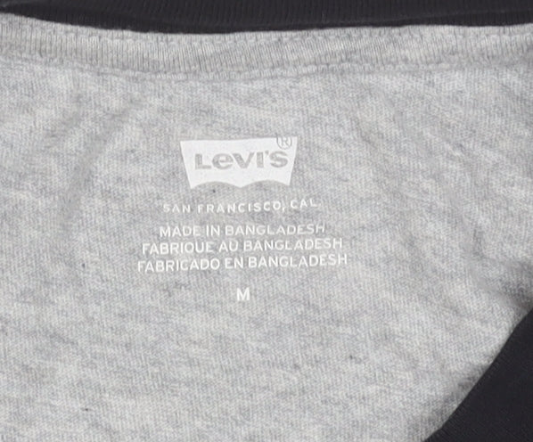 Levi's Women's Grey Cropped Long Sleeve Crew Neck T-Shirt Size M