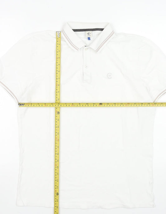 Cerruti 1881 Men's White Polo Shirt Size L Classic Fit Short Sleeve