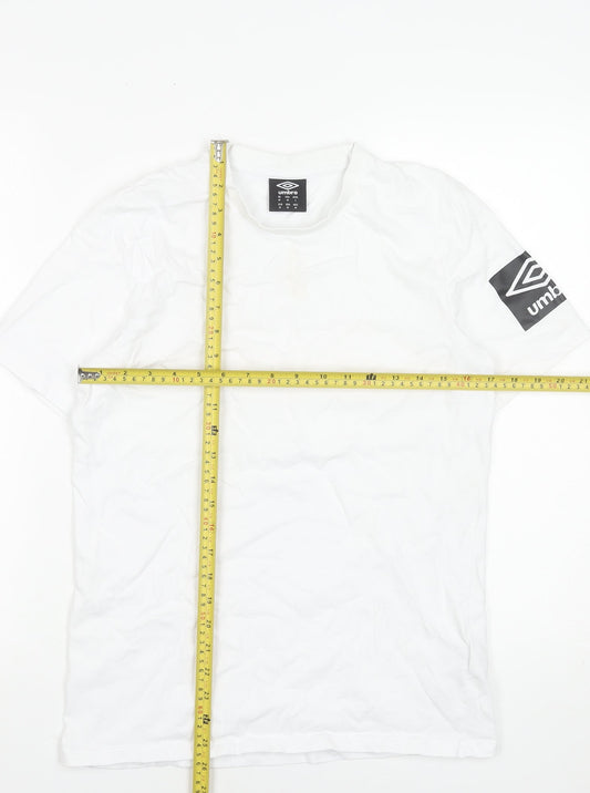 Umbro Men's White Crew Neck Short Sleeve Cotton T-Shirt Size M