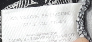 Tigi Women's Black Floral Viscose Stretch T-Shirt Size 18