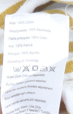 Joules Womens Yellow Striped Cotton Long Sleeve Boat Neck Top Size 10