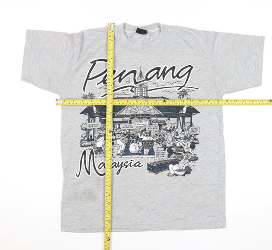 Club Men's Grey Penang Malaysia Graphic T-Shirt Size L