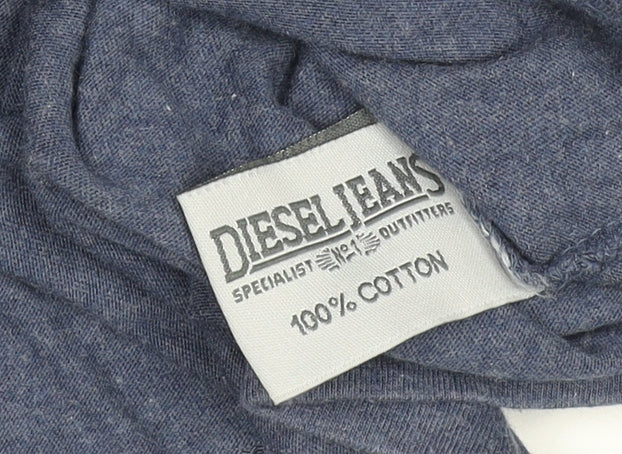 Diesel Men's Blue XL Vintage Varsity Denim Cotton T-Shirt