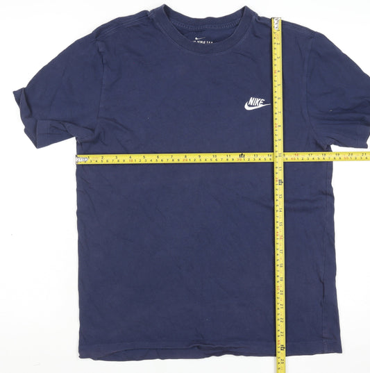 Nike Men's Blue Regular Fit Crew Neck Cotton T-Shirt Size M