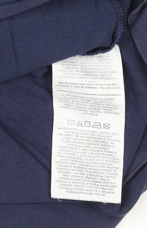 Nike Men's Blue Regular Fit Crew Neck Cotton T-Shirt Size M