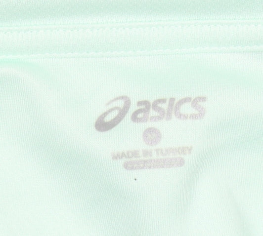 Asics Womens Green V-Neck Short Sleeve Running T-Shirt Size M