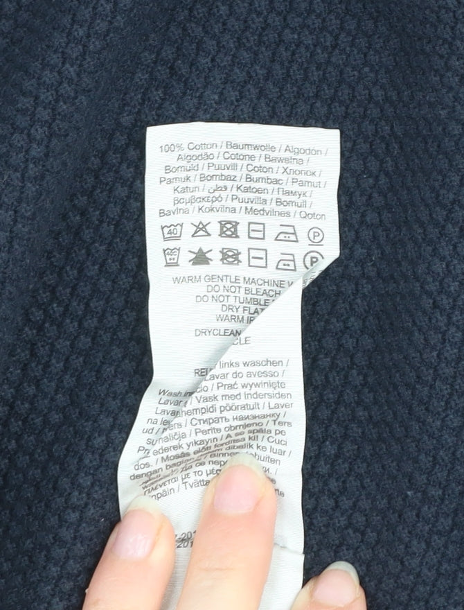 Jack & Jones Men’s Blue Cotton Waffle Knit Crew Neck Jumper Size L