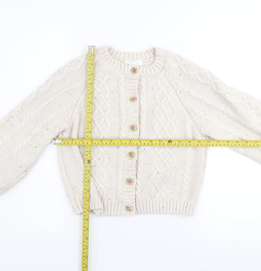 Leigh Tucker Willow Girls Beige Cable Knit Button Cardigan 11-12 Years