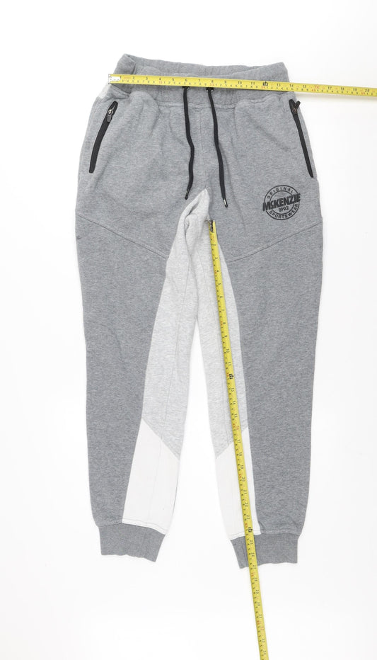 McKenzie Men’s Grey Jogger Sweatpants L Fleece Tapered Activewear