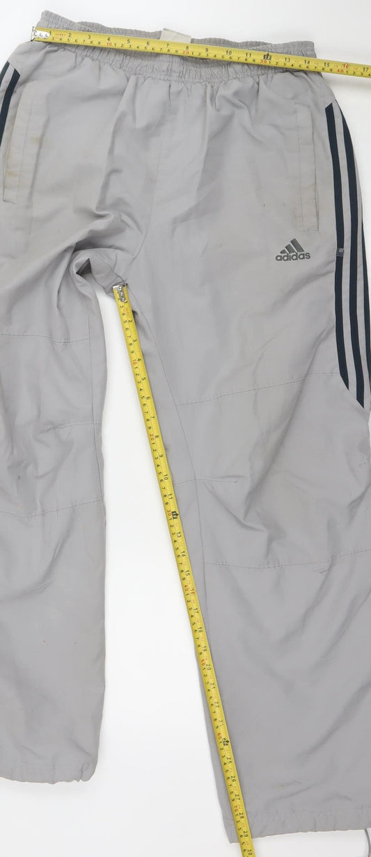 Adidas Men's Grey Track Pants L Breathable Quick Dry Activewear Trousers