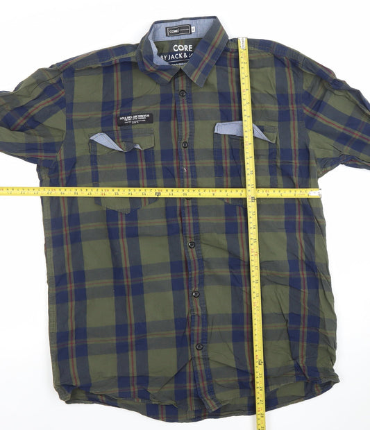 Jack & Jones Core Men's Green Check Long Sleeve Button-Up Shirt XL