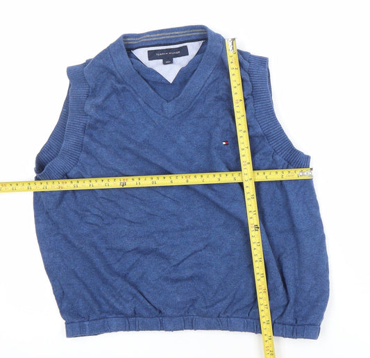 Tommy Hilfiger Women's Blue V-Neck Cotton Sleeveless Jumper Vest L