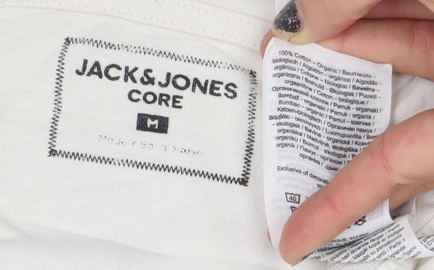 Jack & Jones Core Men's White Graphic Print Cotton T-Shirt M