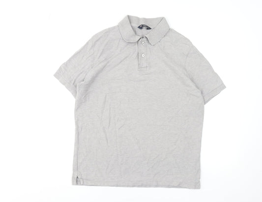 Marks and Spencer Men's Grey Cotton Polo Shirt Size M Regular Fit