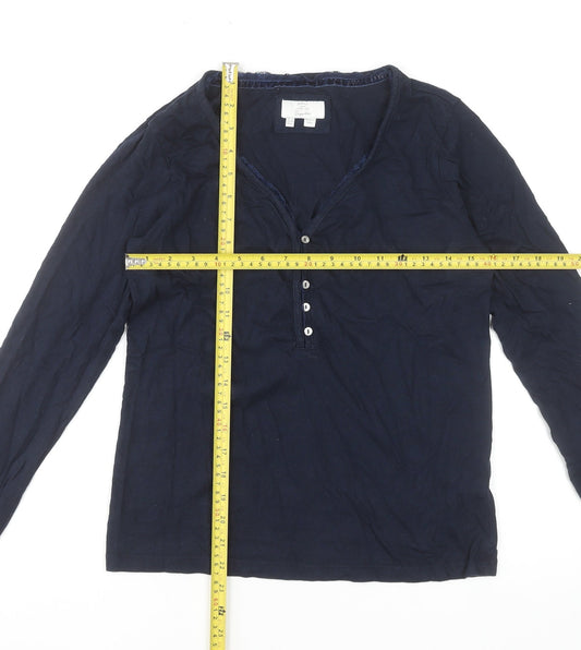 FatFace Women's Blue Long Sleeve Henley Jersey Top Size 10