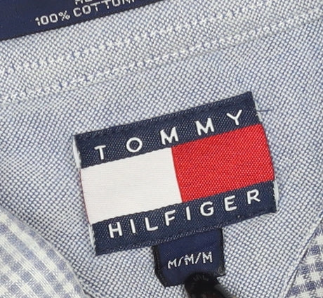 Tommy Hilfiger Men's Blue Check Short Sleeve Button-Up Shirt Size M