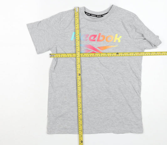 Reebok Girls Grey Logo T-Shirt 11-12 Years Lightweight Cotton Blend