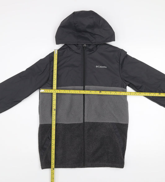 Columbia Men's Grey L Windbreaker Fleece Hooded Jacket Outdoor