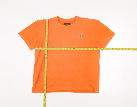Lacoste Mens Orange Cotton Blend Short Sleeve Crew Neck T-Shirt L