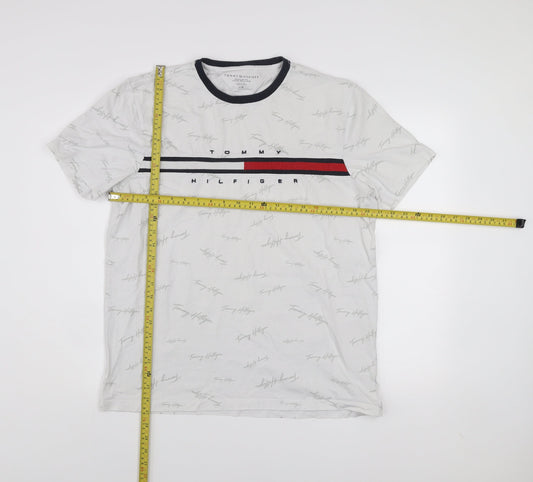 Tommy Hilfiger Men's White Regular Fit Logo Short Sleeve T-Shirt Size L