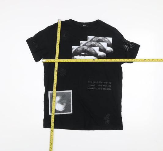 Diesel Men’s Black XS Graphic Print Cotton T-Shirt