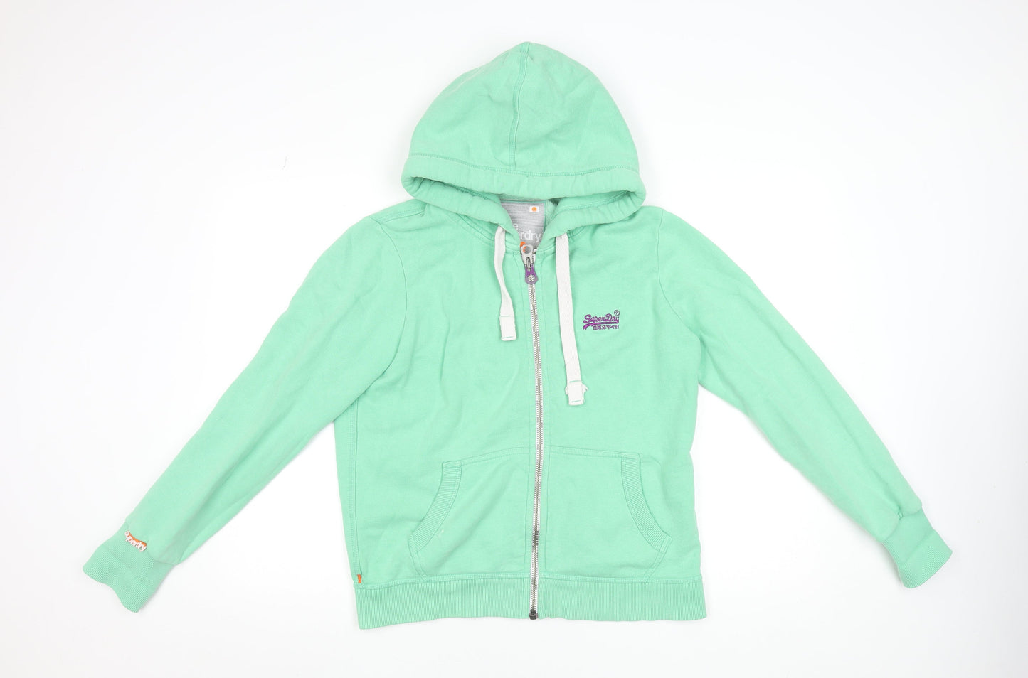 Superdry Men's Green Full Zip Hoodie Jacket Size L Cotton Blend