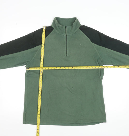 Mountain Warehouse Men's Green 1/4 Zip Fleece Pullover Sweatshirt Size M