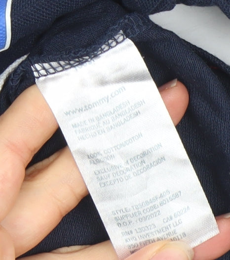 Tommy Hilfiger Boys Navy Red White Polo Shirt Size 8/10 Classic Cotton