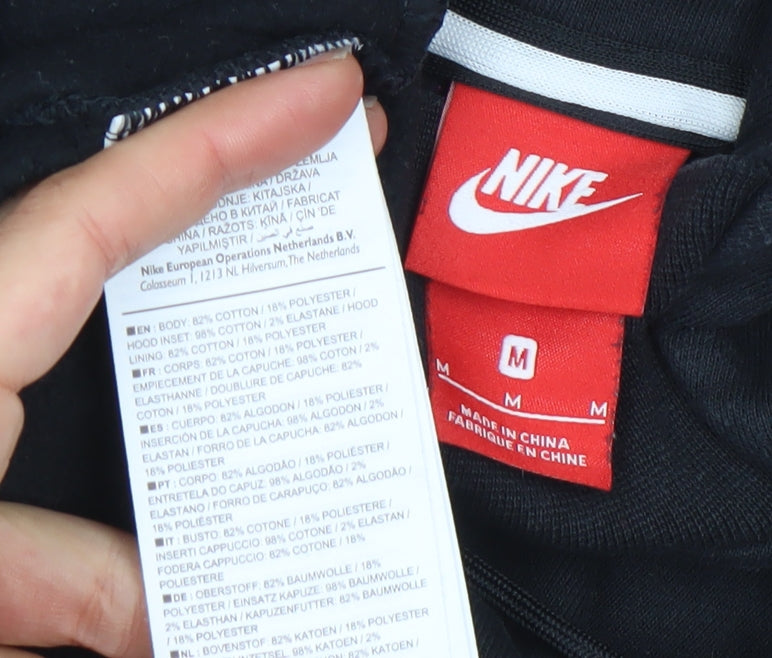 Nike Men's Black Pullover Hoodie Medium Fleece Logo Sweatshirt