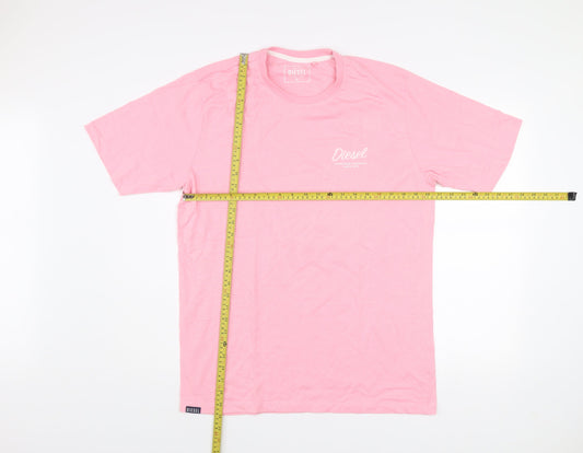 Diesel Men's Pink XL Regular Fit Cotton Blend Crew Neck T-Shirt