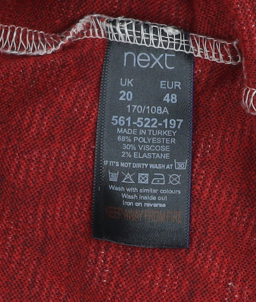 Next Women Red Geometric Shift Dress Size 20 Short Sleeve Knee Length