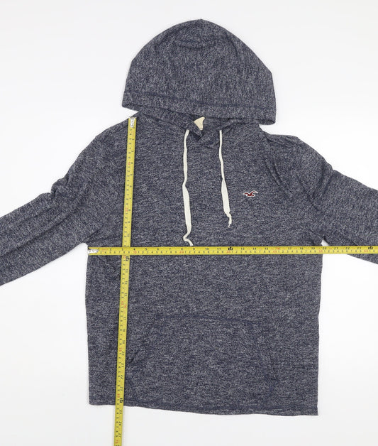 Hollister Men Blue Heather Pullover Hoodie M Cotton Blend