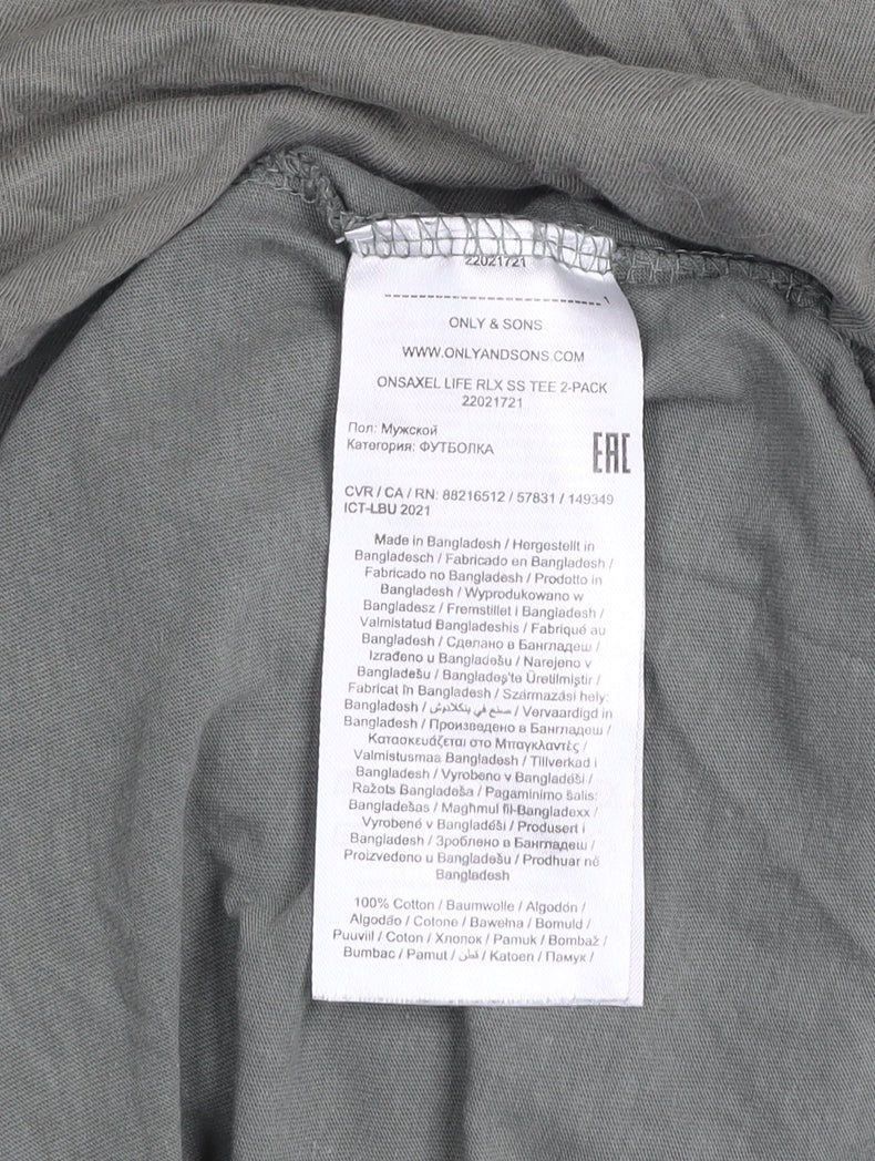 Additional view of Only & Sons Men's Khaki Green Cotton Crew Neck Short Sleeve T-Shirt, size L